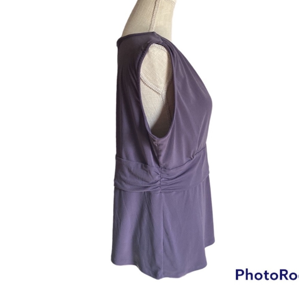 George Stretch Surplice Crossover V-Neck Sleeveless Top in Lavender Purple - Picture 5 of 12